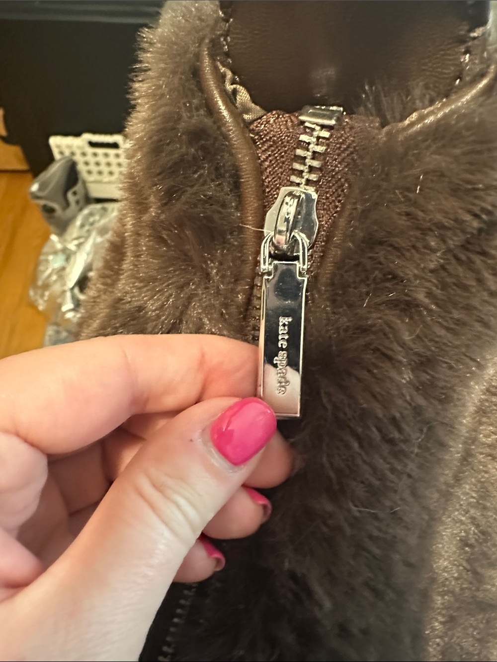 kate spade Dark Brown Faux Fur Hobo Bag - Picture 5 of 7